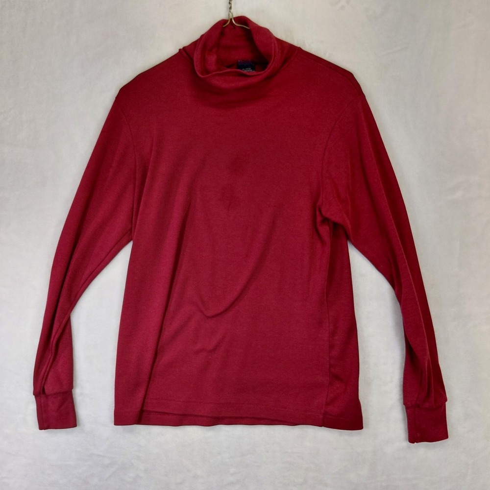 Lands End Vintage Burgundy Red Turtleneck Long Sleeve Shirt Made in USA Womens